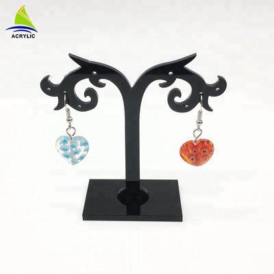Cremalheira acrílica do suporte do suporte de exposição do brinco da árvore acrílica elegante do preto da exposição da joia