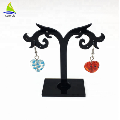 Cremalheira acrílica do suporte do suporte de exposição do brinco da árvore acrílica elegante do preto da exposição da joia