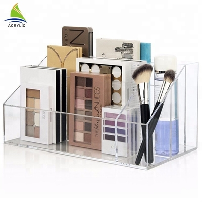 O acrílico de cristal transparente compõe o organizador cosmético acrílico moderno do organizador