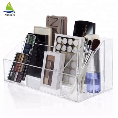 O acrílico de cristal transparente compõe o organizador cosmético acrílico moderno do organizador