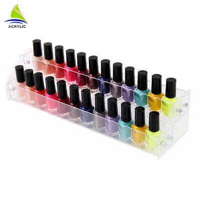 Organizador material acrílico do cosmético do suporte do suporte da garrafa do verniz para as unhas da exposição cosmética acrílica estratificado