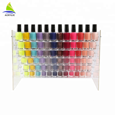 Organizador material acrílico do cosmético do suporte do suporte da garrafa do verniz para as unhas da exposição cosmética acrílica estratificado