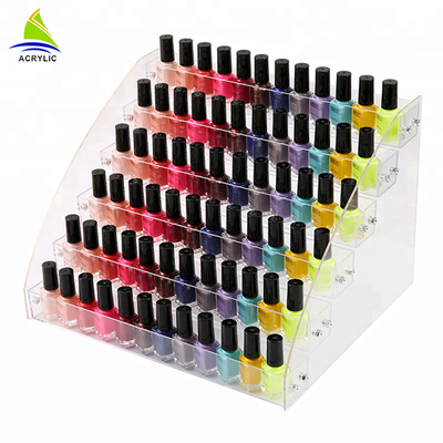 Organizador material acrílico do cosmético do suporte do suporte da garrafa do verniz para as unhas da exposição cosmética acrílica estratificado