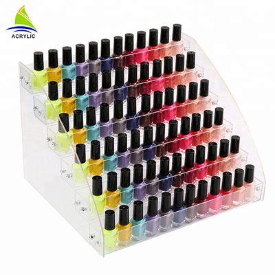 Organizador material acrílico do cosmético do suporte do suporte da garrafa do verniz para as unhas da exposição cosmética acrílica estratificado