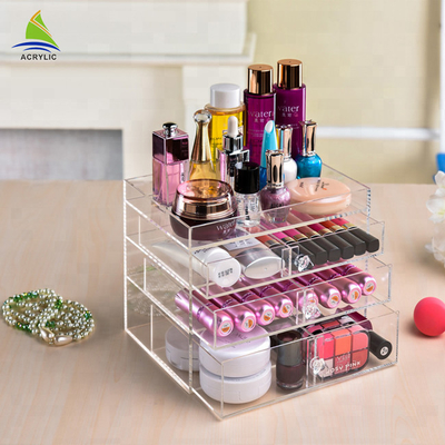 organizador acrílico do cosmético da composição de 3 camadas