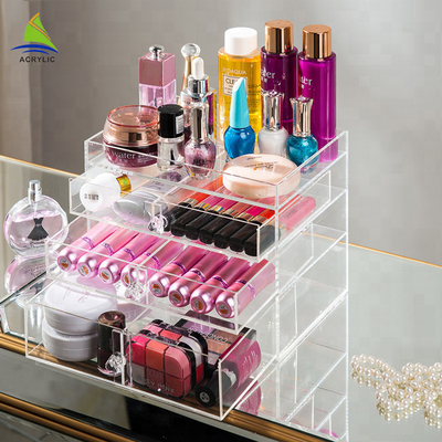organizador acrílico do cosmético da composição de 3 camadas