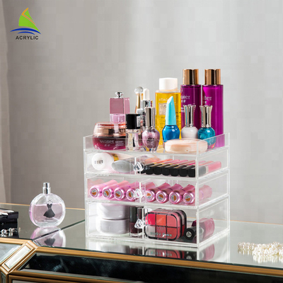 organizador acrílico do cosmético da composição de 3 camadas