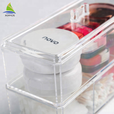 No cosmético de alta qualidade do acrílico do organizador da composição de 2 gavetas