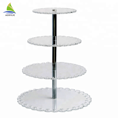 Suporte plástico acrílico moderno do bolo da melhor torre do queque da sobremesa do quadrado da qualidade