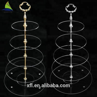 Suportes acrílicos modernos personalizados do bolo de casamento da exposição acrílica de cristal do bolo