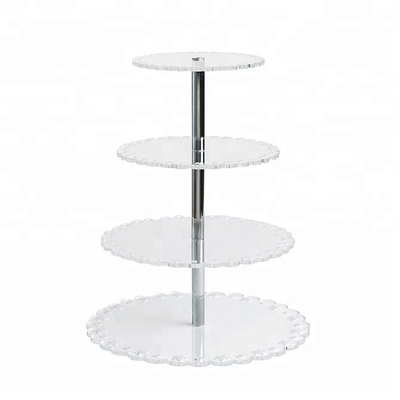 Suportes acrílicos modernos personalizados do bolo de casamento da exposição acrílica de cristal do bolo