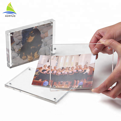 Quadro acrílico claro transparente do bloco dos quadros acrílicos feitos sob encomenda magnéticos para fotos