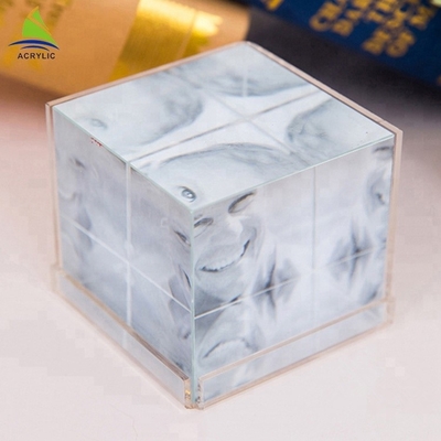 Cancele a impressão de tela de seda personalizada do tamanho de 6 quadros da foto cubo acrílico lateral