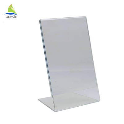 Presente relativo à promoção tipo inclinado suporte acrílico altamente transparente da exposição do sinal