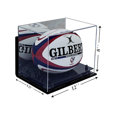 Vitrina acrílica do rugby do espaço livre acrílico claro do Tabletop da loja dos produtos dos esportes da caixa da vitrina