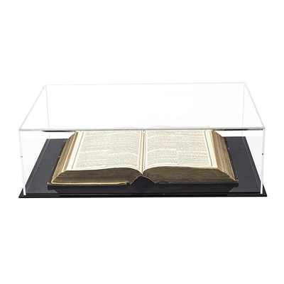 Grande caso acrílico claro de luxe do armazenamento da exposição de livro