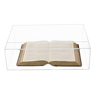 Grande caso acrílico claro de luxe do armazenamento da exposição de livro