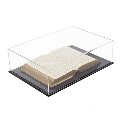 Grande caso acrílico claro de luxe do armazenamento da exposição de livro