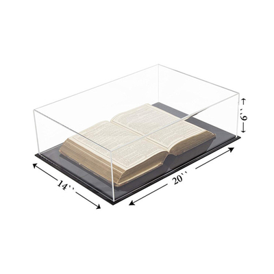 Grande caso acrílico claro de luxe do armazenamento da exposição de livro