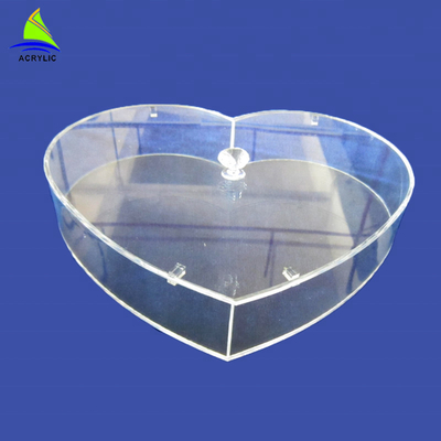 da caixa acrílica original da forma do coração da caixa de armazenamento do acrílico de 5mm polonês de cristal