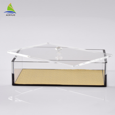 Caixa quadrada acrílica do ginsém do plexiglás quadrado acrílico transparente do recipiente