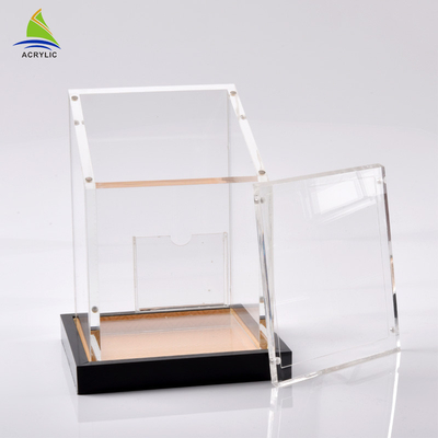 Caixa quadrada acrílica do ginsém do plexiglás quadrado acrílico transparente do recipiente