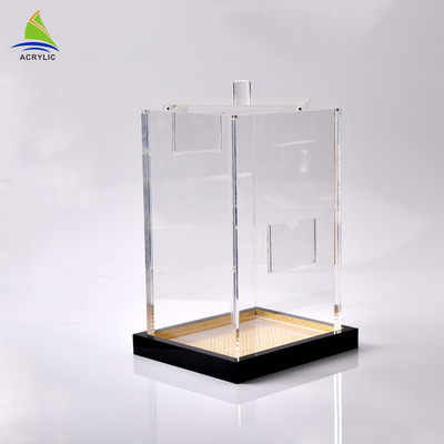 Caixa quadrada acrílica do ginsém do plexiglás quadrado acrílico transparente do recipiente