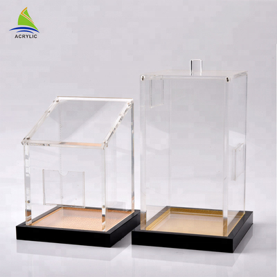 Caixa feita sob encomenda branca acrílica transparente do acrílico da exposição da caixa de apresentação
