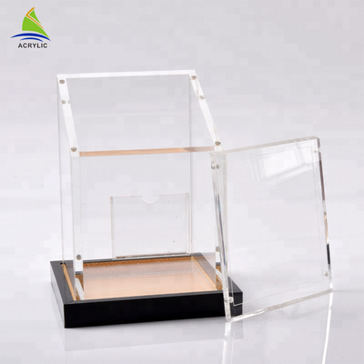 Eco - perspex amigável que desliza caixas acrílicas do cubo do espaço livre da extensão da exposição da tampa