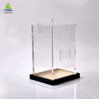 Eco - perspex amigável que desliza caixas acrílicas do cubo do espaço livre da extensão da exposição da tampa