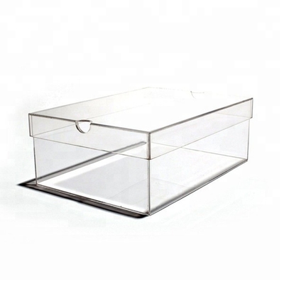 Tratamento de superfície de lustro do cristal quadrado acrílico acrílico feito sob encomenda do recipiente da caixa de sapata