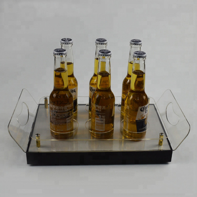 As prateleiras conduzidas acrílicas da barra conduziram a bandeja do suporte de exposição da prateleira do licor para o armazenamento