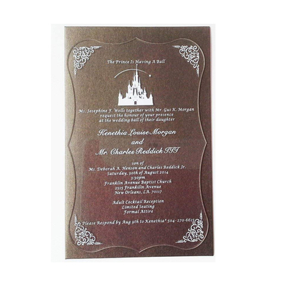 Cartão acrílico feito sob encomenda do convite do casamento do preto acrílico claro do quadro da exposição