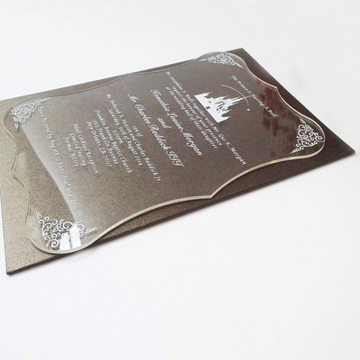 Cartão acrílico feito sob encomenda do convite do casamento do preto acrílico claro do quadro da exposição
