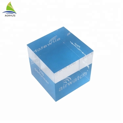 Bloco acrílico contínuo claro Eco do cubo da exposição - impressão de tela de seda material amigável