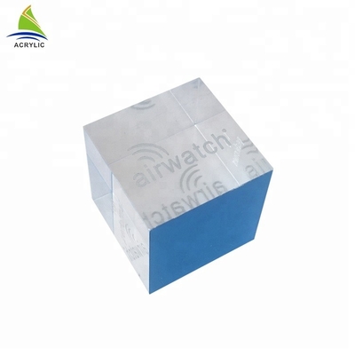 Bloco acrílico contínuo claro Eco do cubo da exposição - impressão de tela de seda material amigável