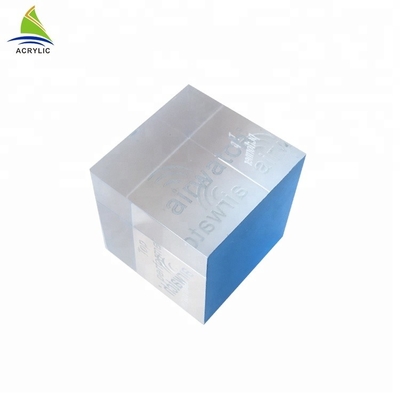 Bloco acrílico contínuo claro Eco do cubo da exposição - impressão de tela de seda material amigável