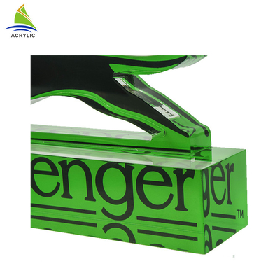 Eco - bloco acrílico gravado do logotipo do espaço livre do suporte da exposição do sinal sólido acrílico amigável