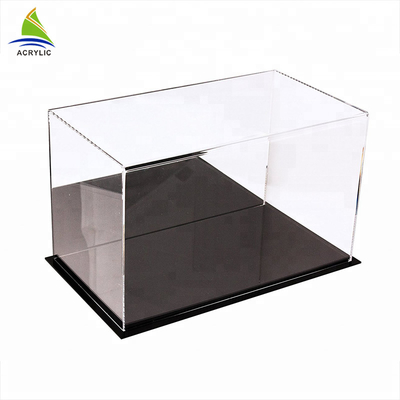 Parte superior simples do preto do estilo da vitrina acrílica clara da bancada e caixa acrílica feita sob encomenda clara inferior
