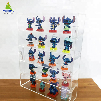 Armário de exposição acrílico transparente do brinquedo da decoração da prateleira da vitrina da bancada