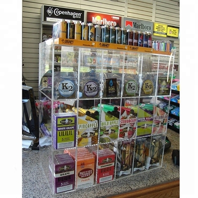 Contador acrílico claro transparente alto feito sob encomenda da exposição para a loja