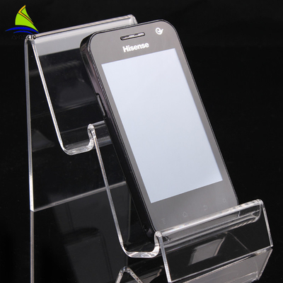 Suporte acrílico do suporte da exposição do telefone celular da exposição acrílica transparente da loja