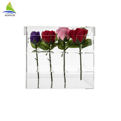 O casamento 16 frescos luxuosos fura a caixa acrílica para a laminação lustrosa de 16 rosas