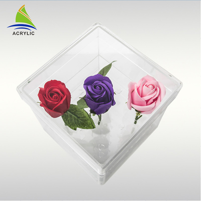 O casamento 16 frescos luxuosos fura a caixa acrílica para a laminação lustrosa de 16 rosas