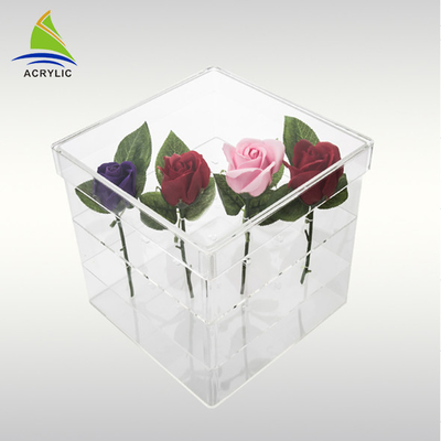 Projete a caixa acrílica da flor do quadrado acrílico do espaço livre da exposição da caixa de armazenamento