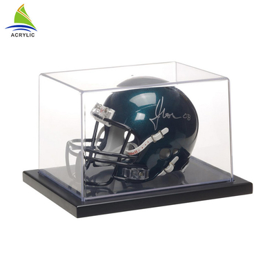 Caixa de exposição acrílica do futebol transparente do OEM, vitrina do capacete da bola