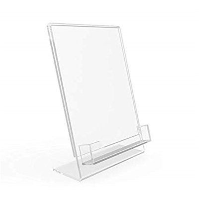 5&quot; X 7&quot; suporte inclinado acrílico do sinal da inserção do plexiglás do Lucite com bolso de cartão