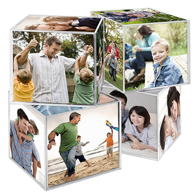 Os quadros acrílicos plásticos da foto, Desktop 6 do Lucite tomaram partido cubos acrílicos da foto