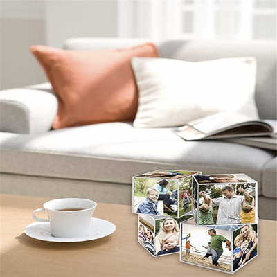 Os quadros acrílicos plásticos da foto, Desktop 6 do Lucite tomaram partido cubos acrílicos da foto