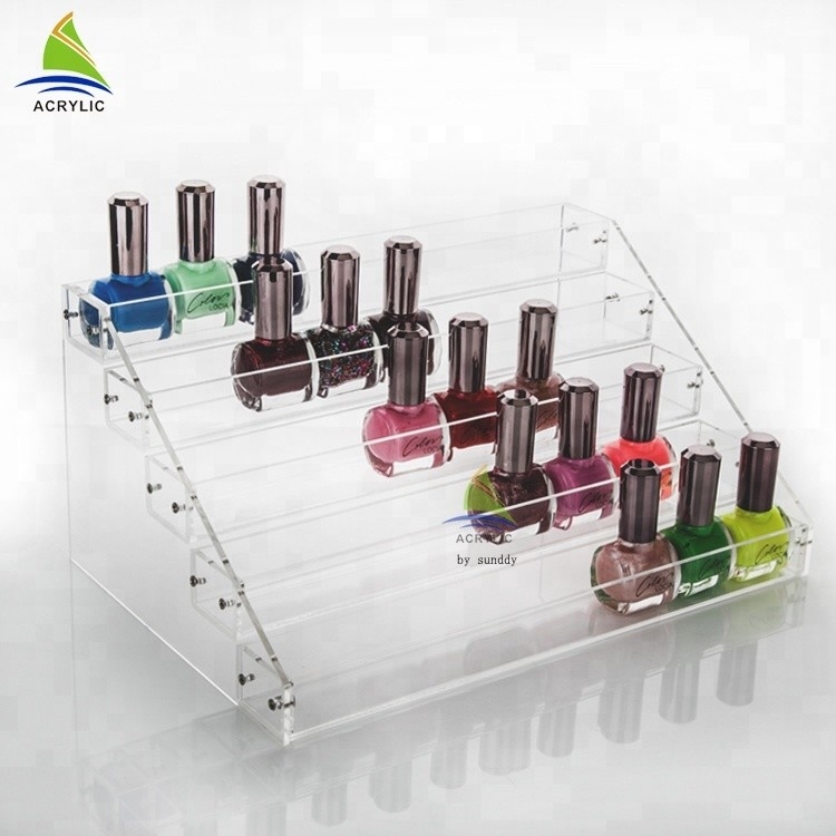 Cremalheira de exposição acrílica do óleo essencial do verniz para as unhas do shopping cosmético acrílico feito sob encomenda da exposição